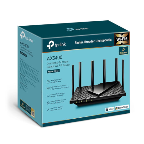 Tp-link - Archer AX72. Router Dual Band. Wifi Inteligente. Redes Invitados. Color Negro. 001