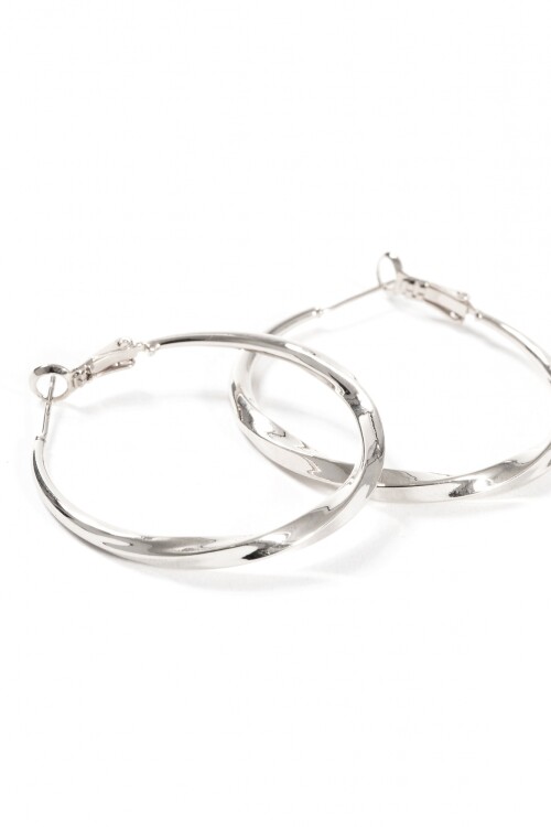 Aros labrados 4 cm plateado