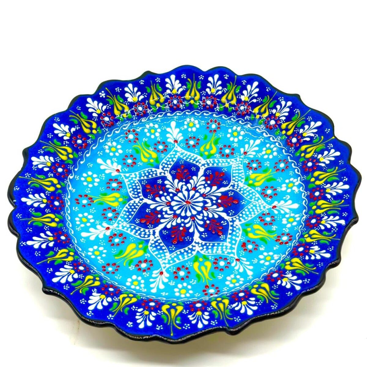Plato de cerámica pintado 32 cm - Turquesa 