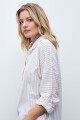 Camisa rayada con brillos beige