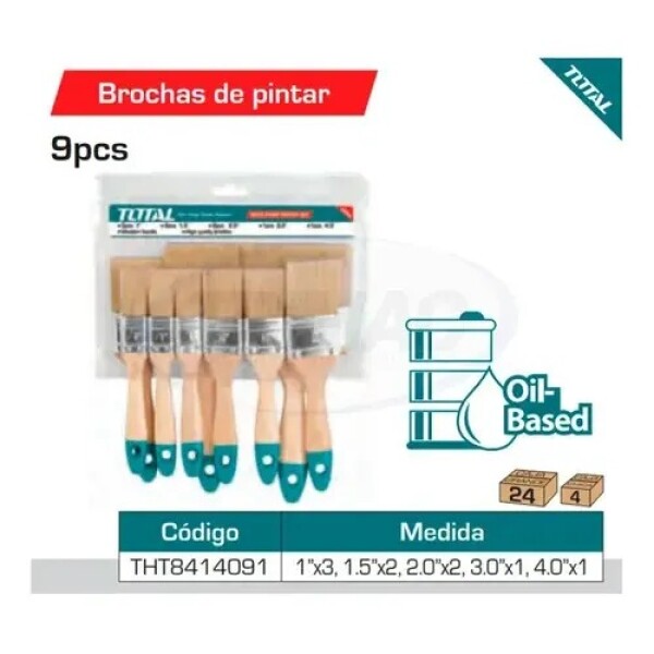 Set De 9 Pinceles Total Set De 9 Pinceles Total