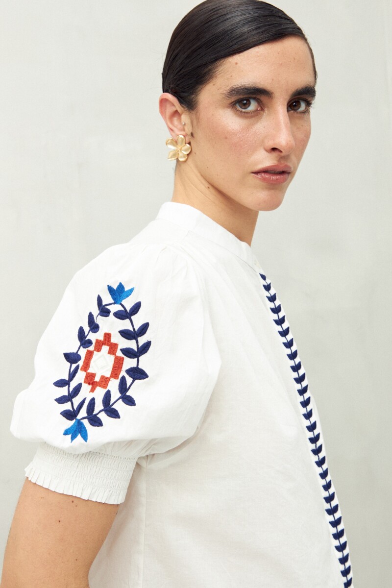 CAMISA AZTECA Blanco