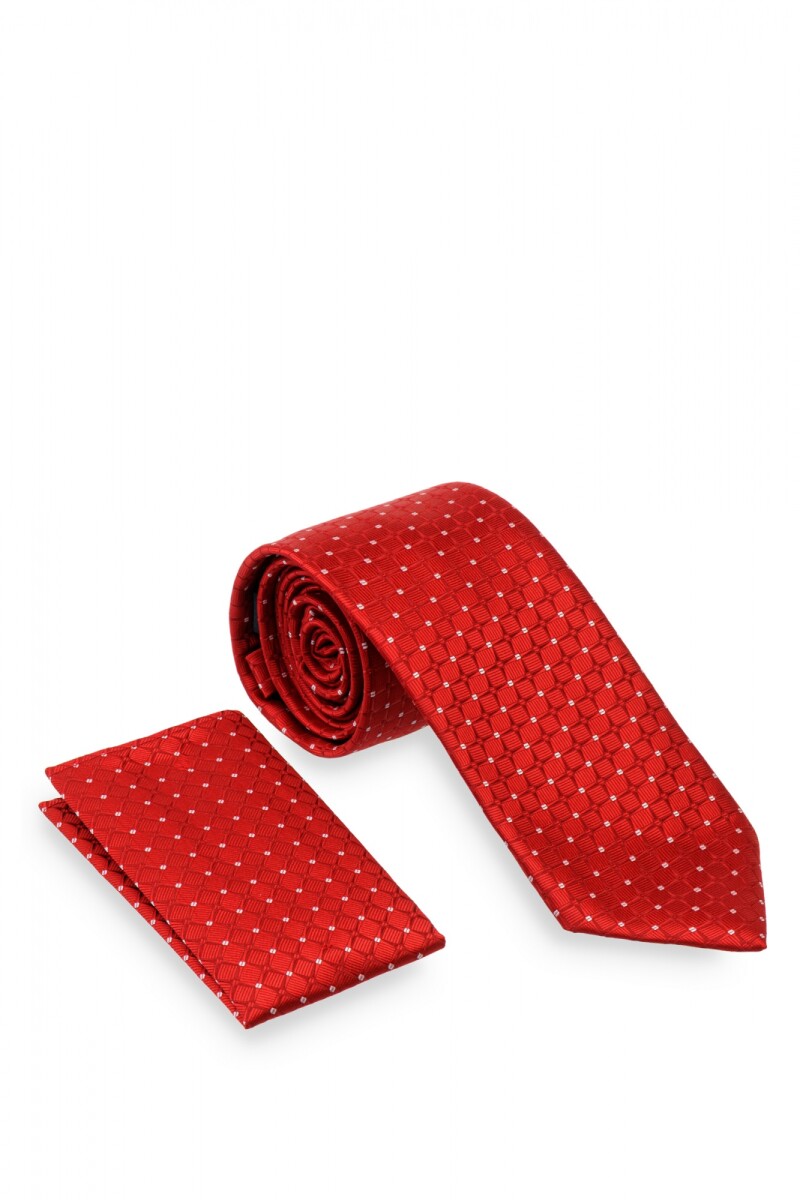 Corbata con pañuelo 8 cm - ROSADO FANTASIA 