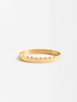 Pulsera Rígida Con Cristales - Acero Inoxidable dorado