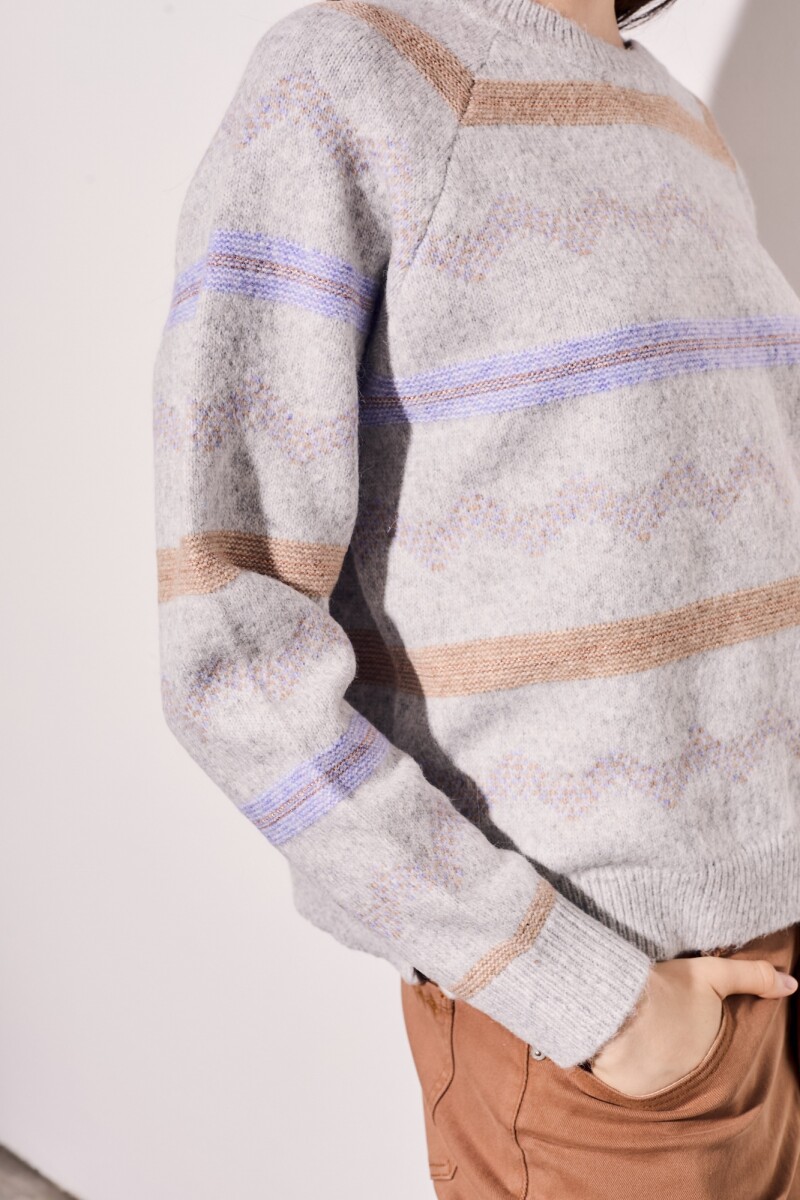 Sweater Intarsia Gris Melange