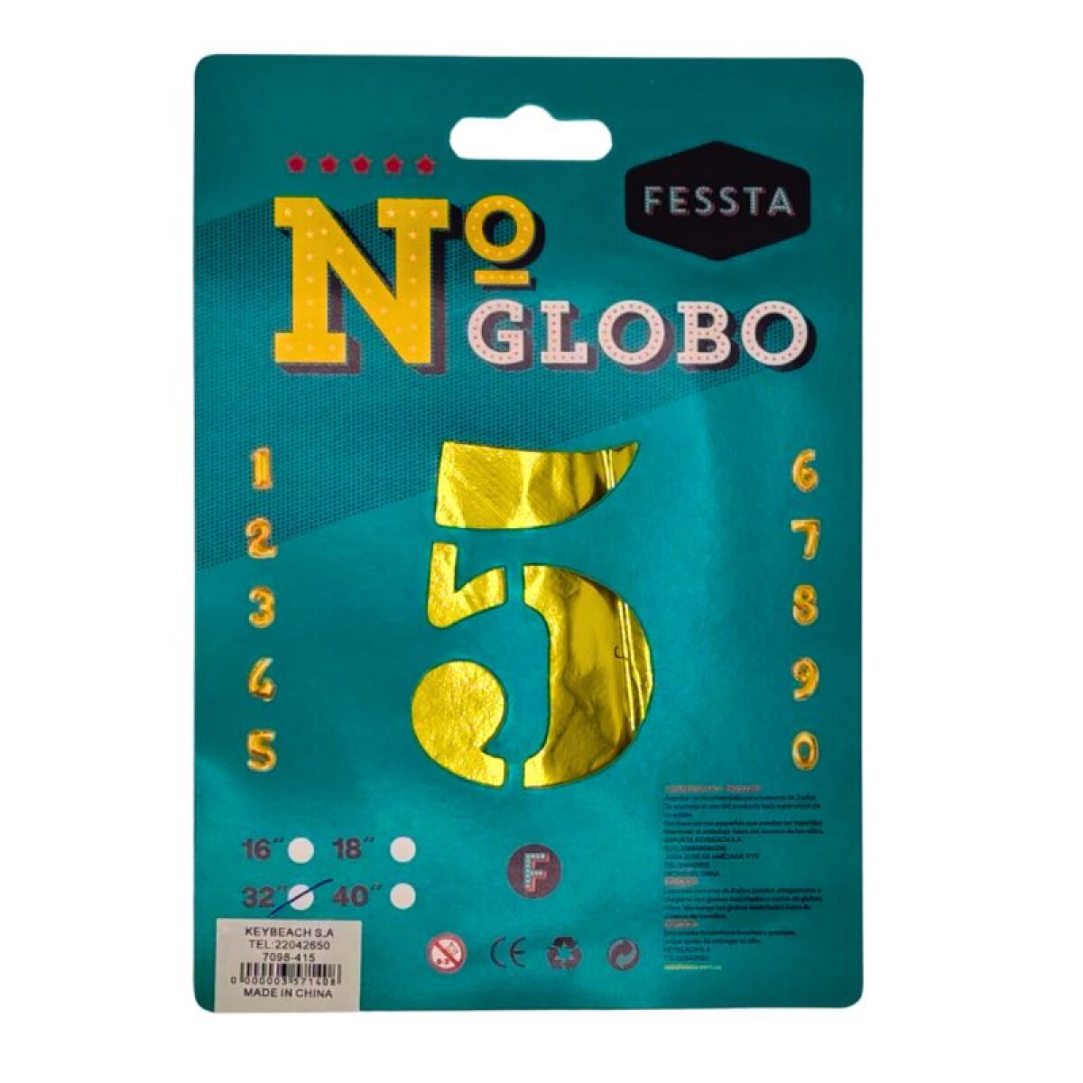 Globo Número Fessta 32" Dorado - CINCO 