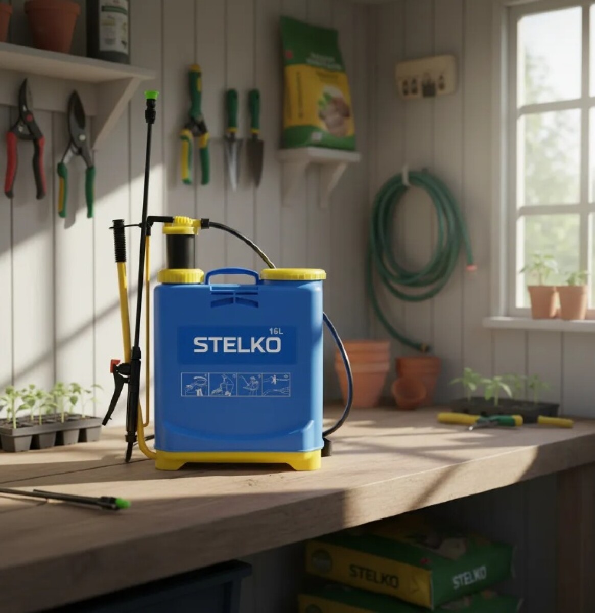 Fumigador Pulverizador Mochila De Jardín 16 Litros Manual - Azul 