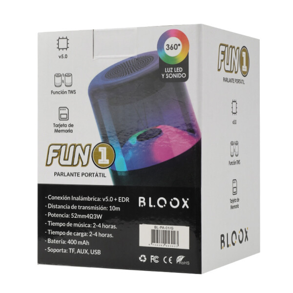 Parlante Bloox Fun 01 Bluetooth 3w PARLANTE BLOOX FUN_01 NEGRO