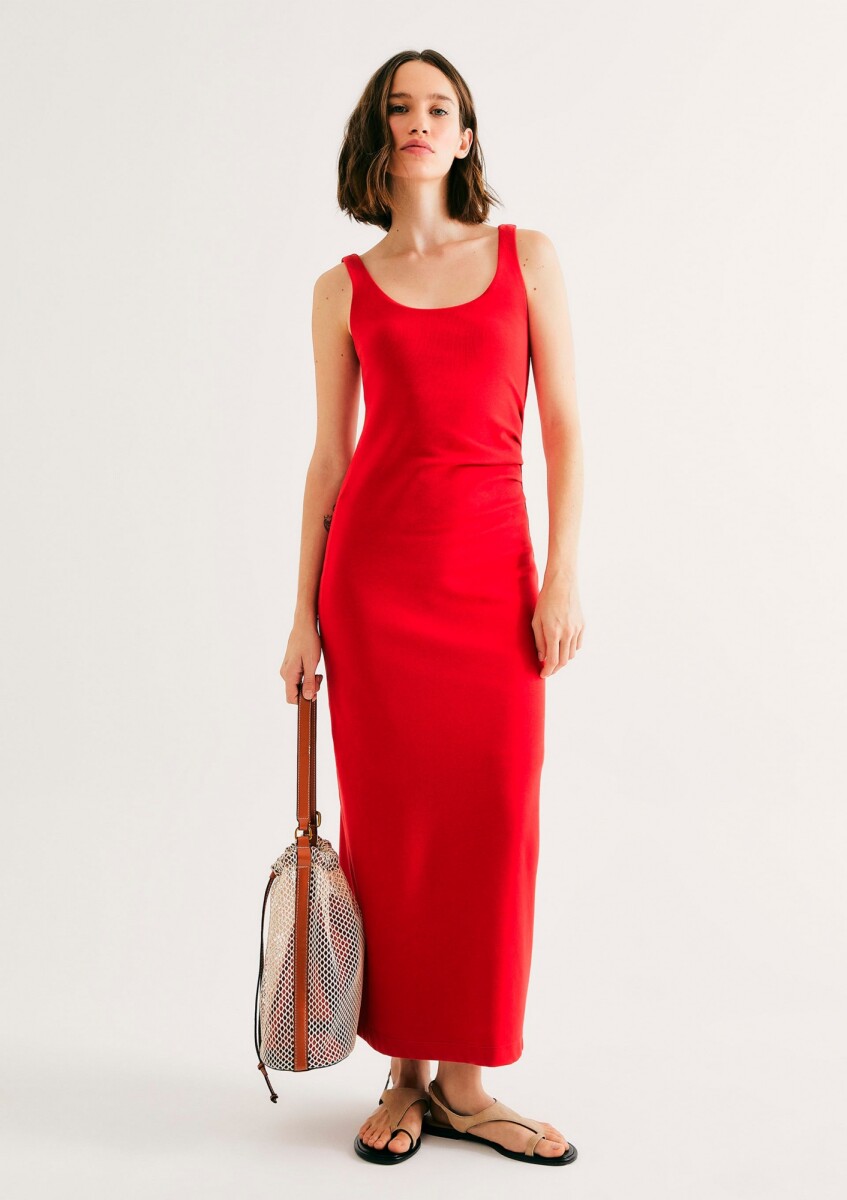 VESTIDO MINI DE CANALÉ AJUSTADO - ROJO 