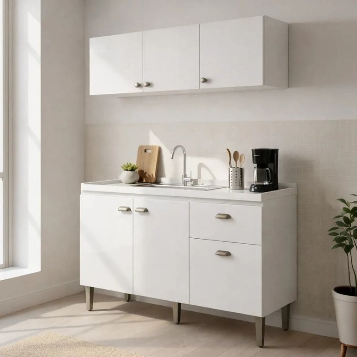 COMBO DE COCINA: AEREO + BAJO MESADA 1.20 MT - BLANCO 