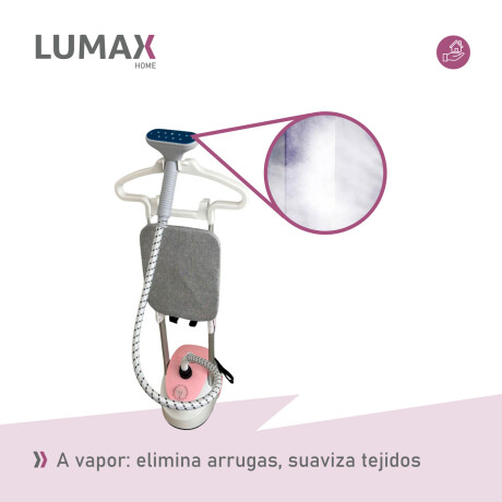 Plancha Vertical a Vapor Lumax Portátil 1,6L Blanco Rosado