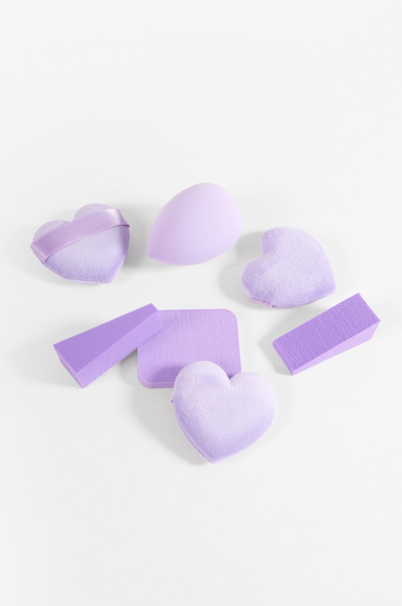 Set de esponjas y puff make up - lila 