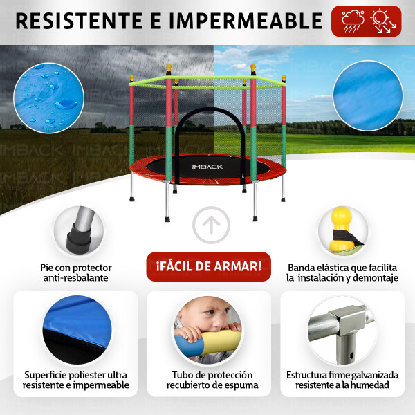 Cama Elástica de 1,40 M Trampolín Saltarín Multicolor Rojo ce001 Cama Elástica de 1,40 M Trampolín Saltarín Multicolor Rojo ce001