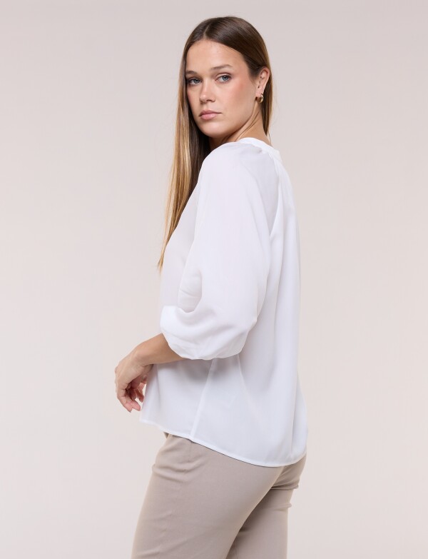 Blusa De Gasa Con Manga Abullonada CRUDO