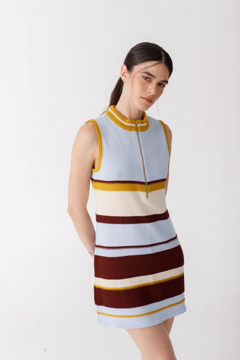 VESTIDO ZIP KNIT Cel Y Choco