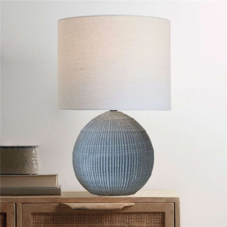 Lampara De Mesa Ceramica D34X51Cm Lineas Azul