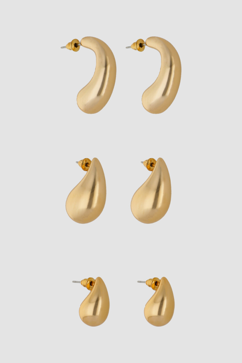 Set de 3 aros gota Oro fuerte