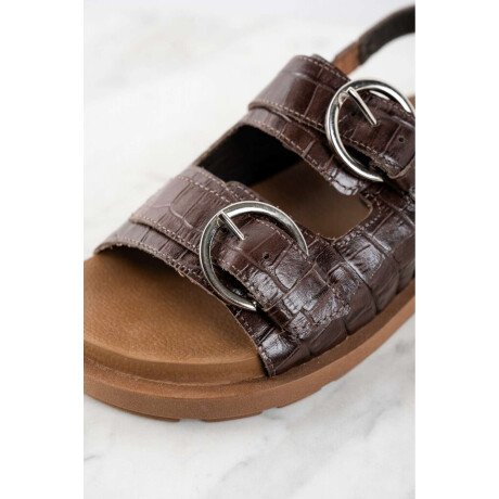 Sandalia Croco Hebillas Marron