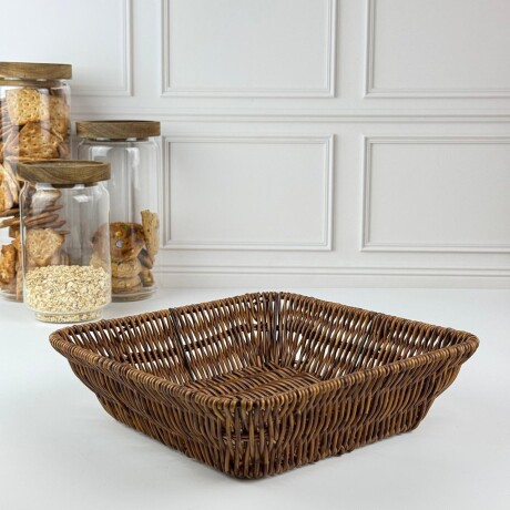 Canasta De Rattan Sintético Cuadrado Alto 6cm x 24cm x 24cm Canasta De Rattan Sintético Cuadrado Alto 6cm x 24cm x 24cm
