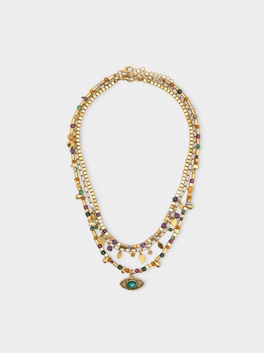 Set De Collares Con Piedras - multicolor 