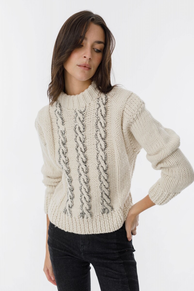 Sweater Bonjour Crudo/Negro