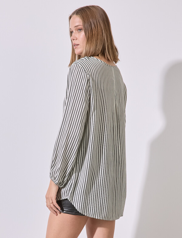 Blusa Botones Perlas NEGRO/BEIGE