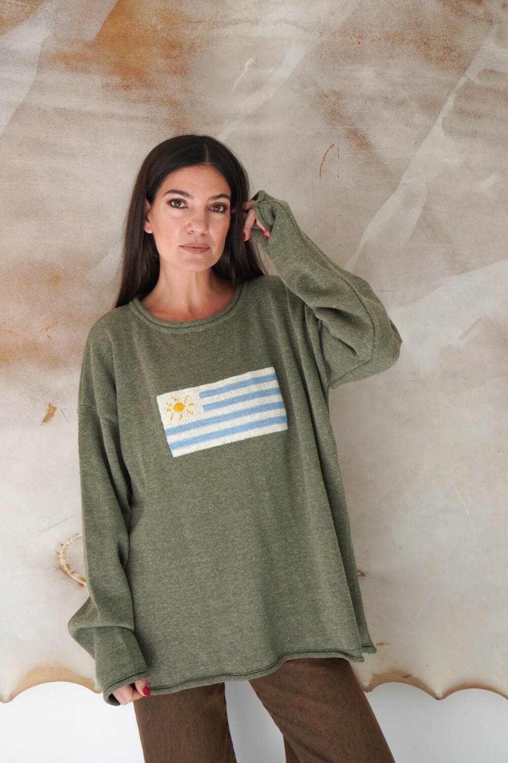 Sweater Flag Uruguay Verde Musgo