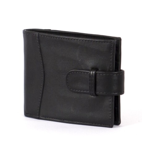 billetera 100% cuero negra lisa con pasador