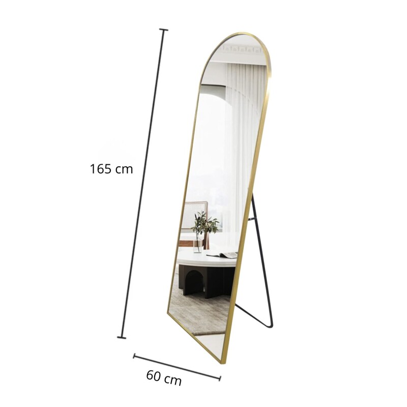 Espejo De Pie Lumax Suler Rectángulo Redondeado 60 x 165cm Dorado