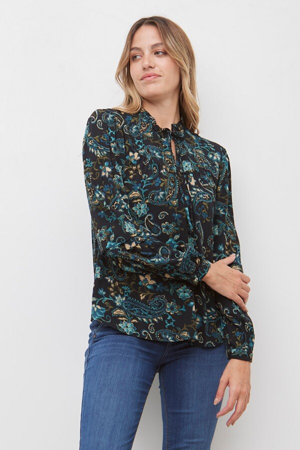 Blusa Flowers AZUL/MULTI