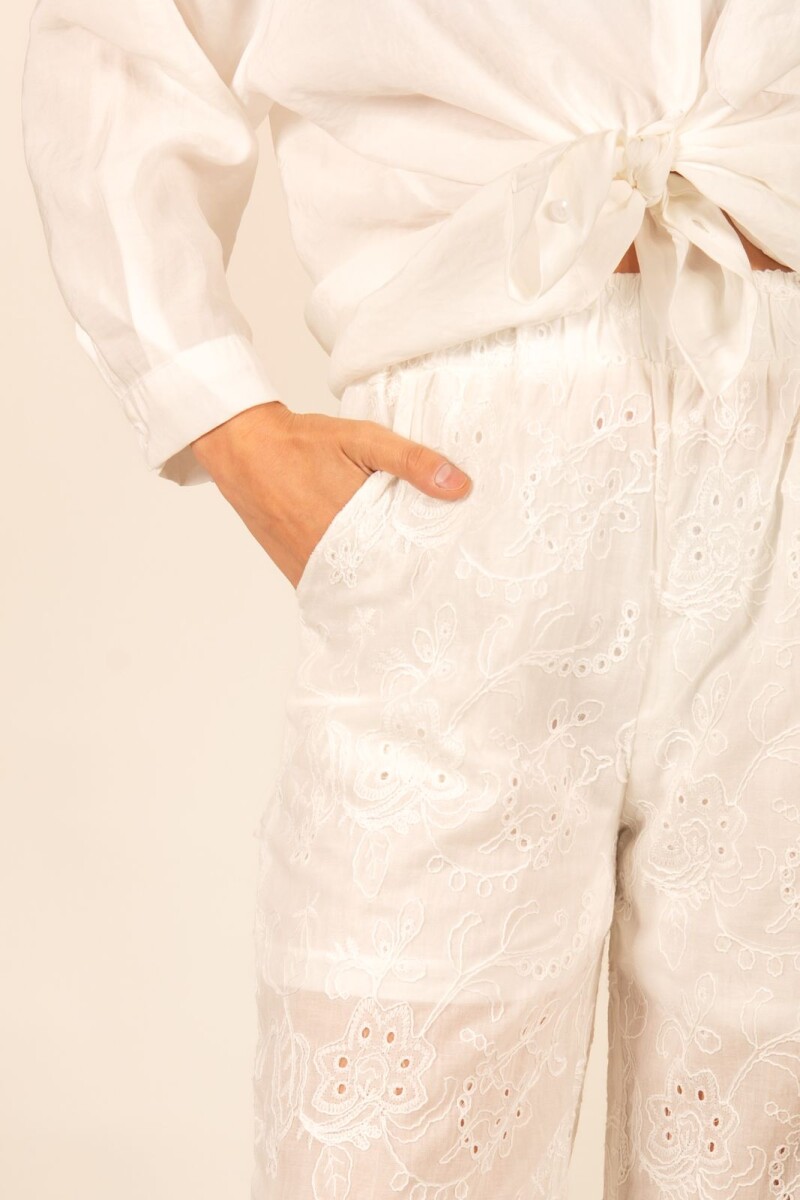 Pantalón broderí Blanco