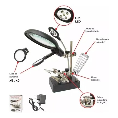 Lupa de mesa con luz led y usb para trabajos de precisión Lupa de mesa con luz led y usb para trabajos de precisión