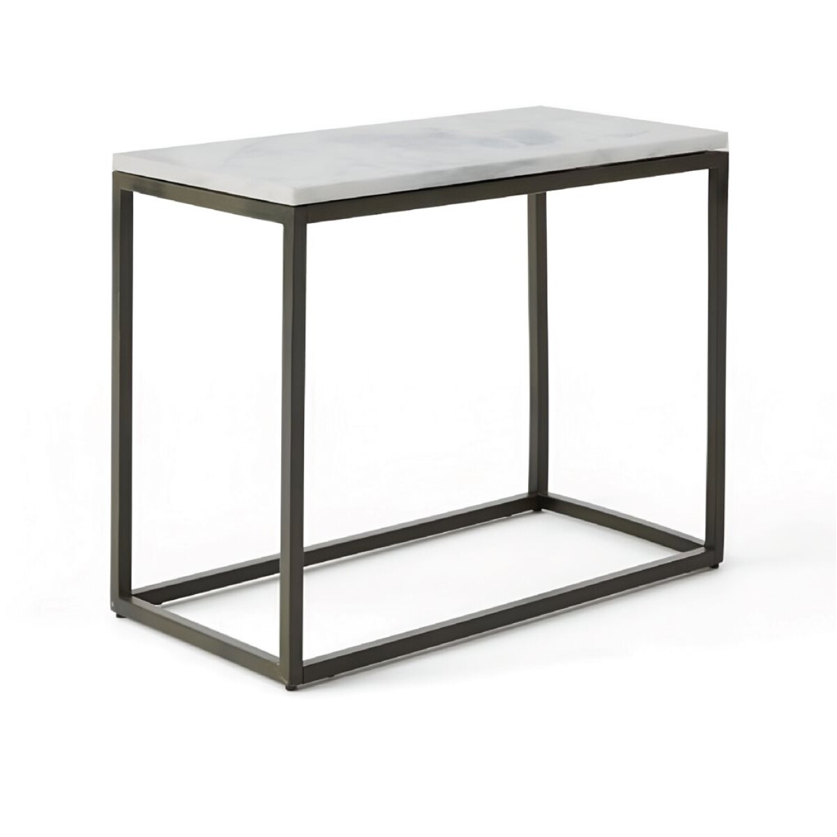 MESA LATERAL METAL/MARMOL 70x35x58CM BLANCO/NEGRO 