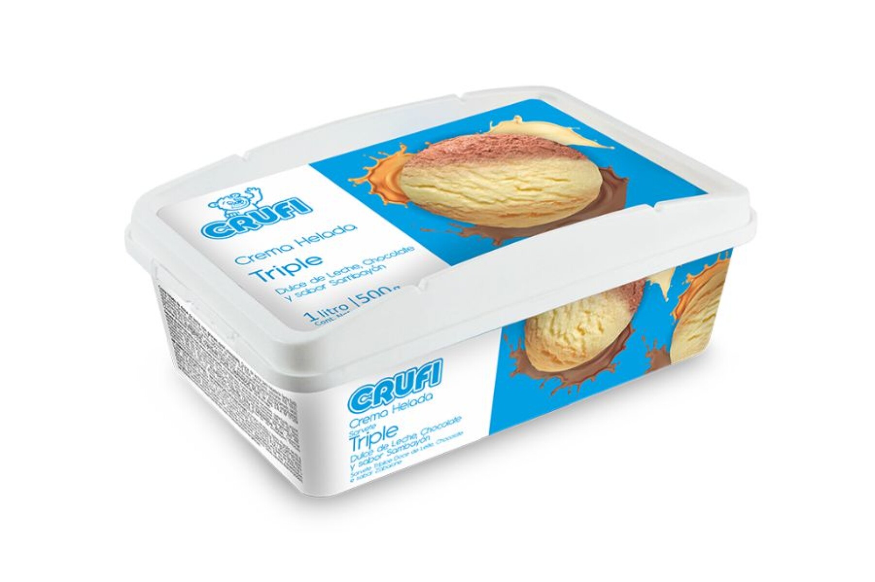 Helado Crufi triple dulce de leche choco sambayón 1 l 