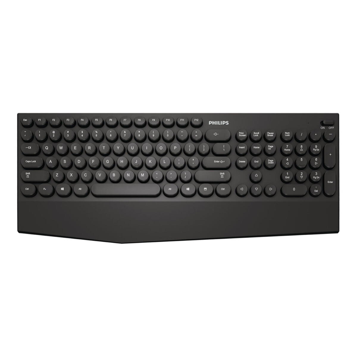 Philips - Teclado USB SPK6303 - Resistente al Agua. USB / Bluetooth y 2,4G. 104 Teclas Redondeadas. 