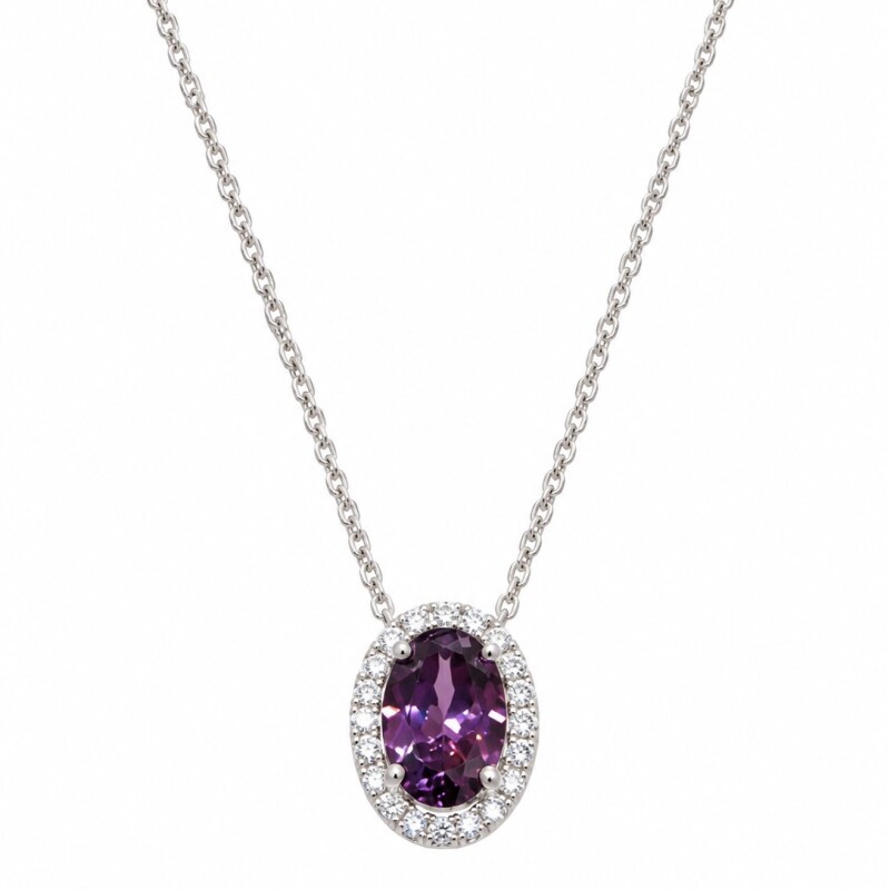 Cadena y colgante estilo Lady Di con piedra lila Cadena y colgante estilo Lady Di con piedra lila