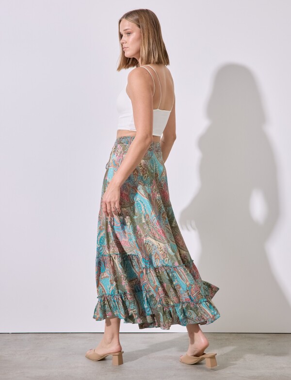 Falda Maxi Print MULTI/VERDE