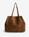 Shopper Cartera Formato Shopper Efecto Gamuza - Marron Suela