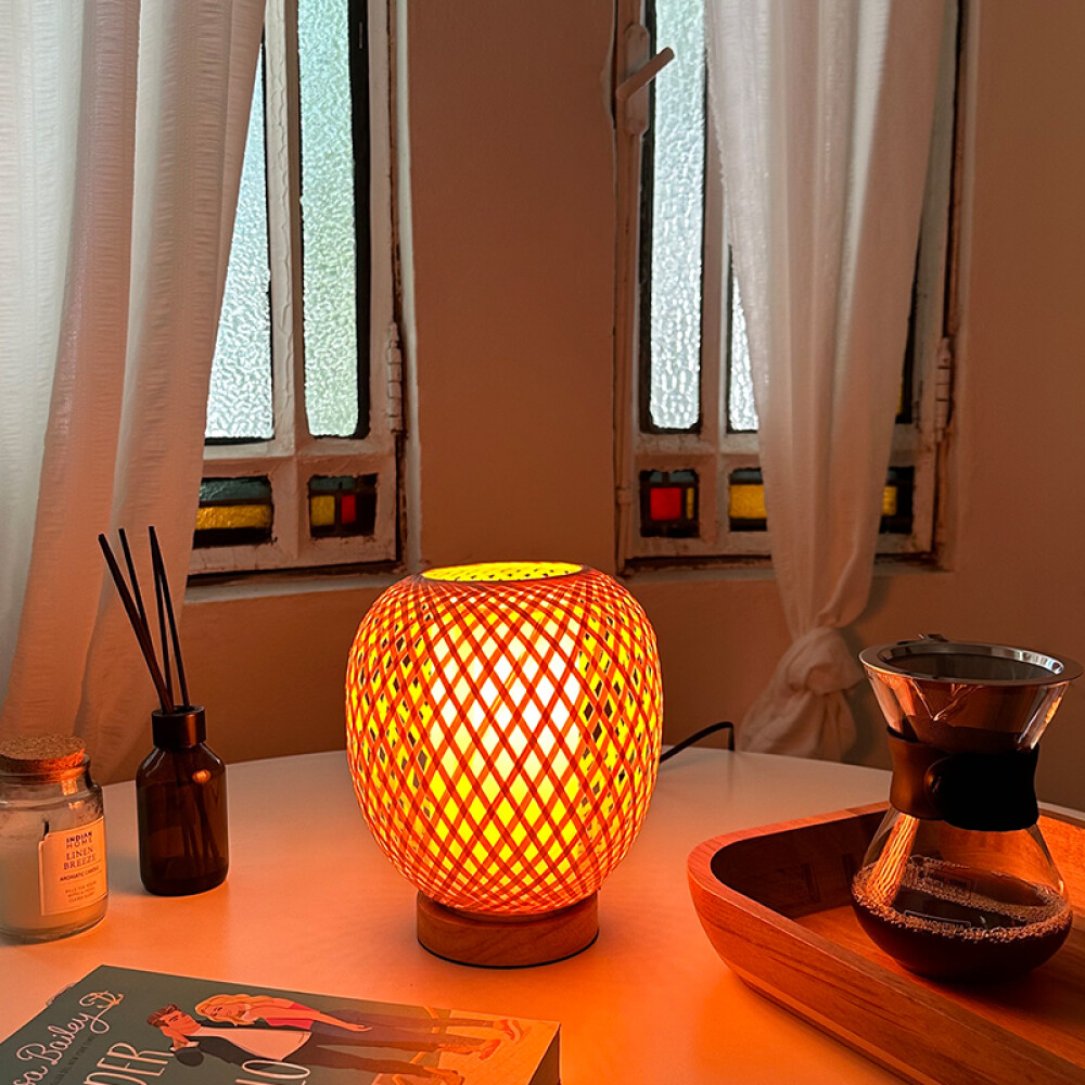 Portátil de mesa en bambú E27 Ø150 ILU02751