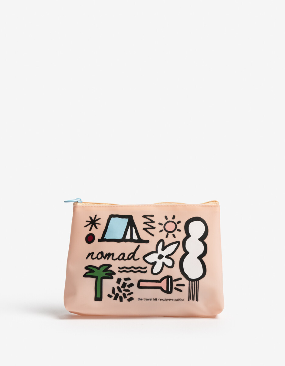Set Pouch De Viaje. Contiene Pouch Con Cierre Y 4 Recipientes Plásticos Recargables 