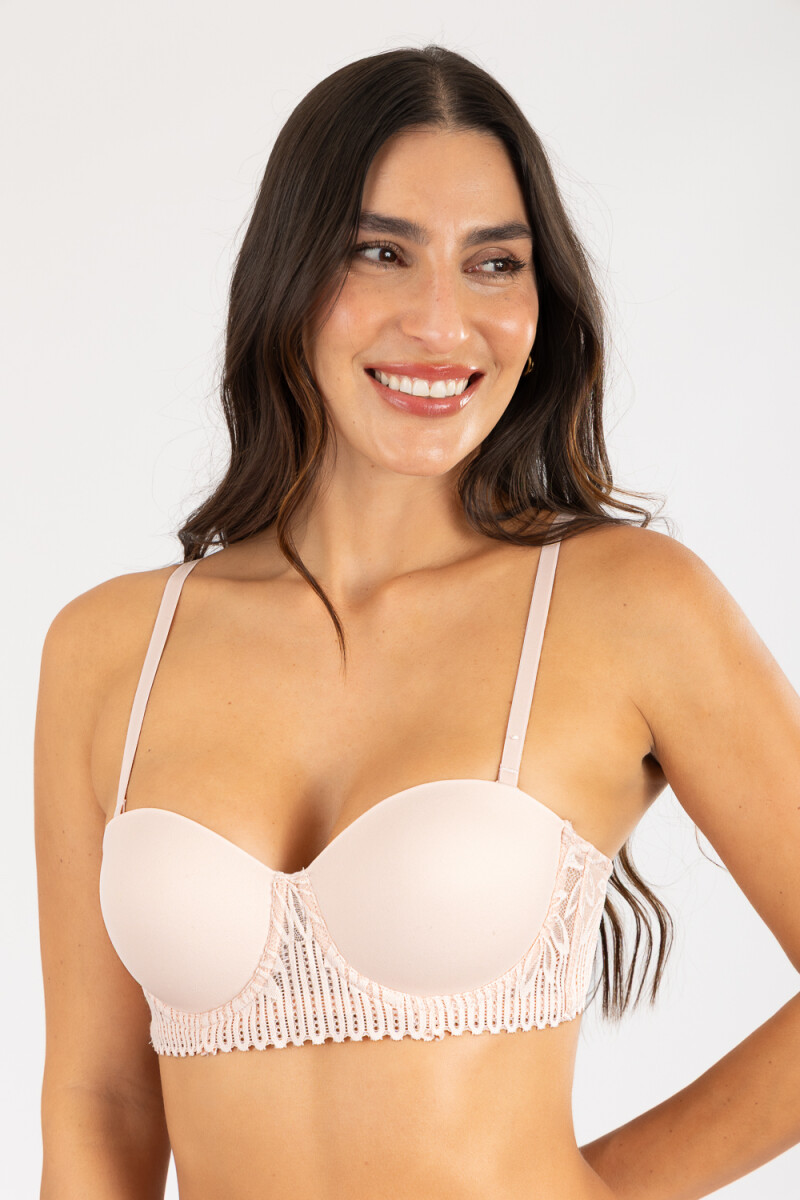Soutien strapless preformado copa b granate - Rosado 