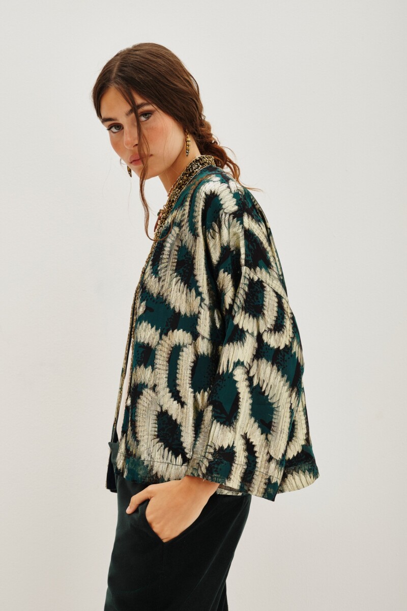 Kimono Jacquard Wild Lurex Verde
