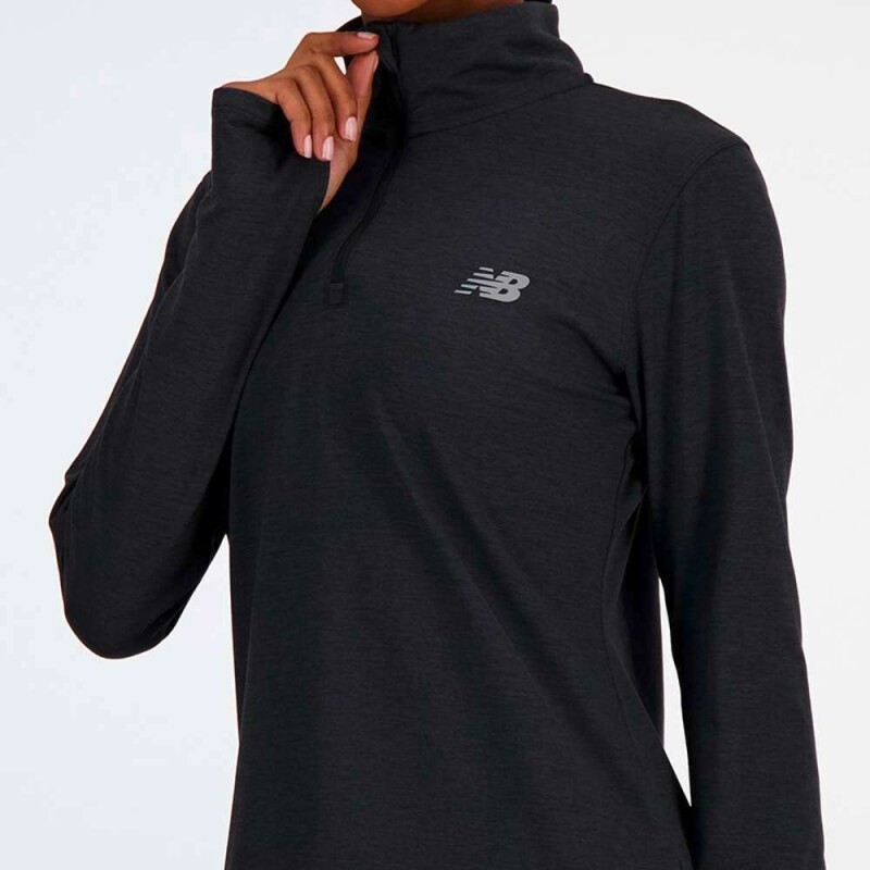 Abrigo Sport Essentials Space Dye Quarter Zip de Mujer Negro