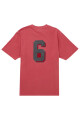 FLOCKED WASHED SS TOP Rojo