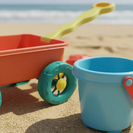 Set Juego De Playa Infantil C/Carretilla Moldes 10 piezas Rojo/verde