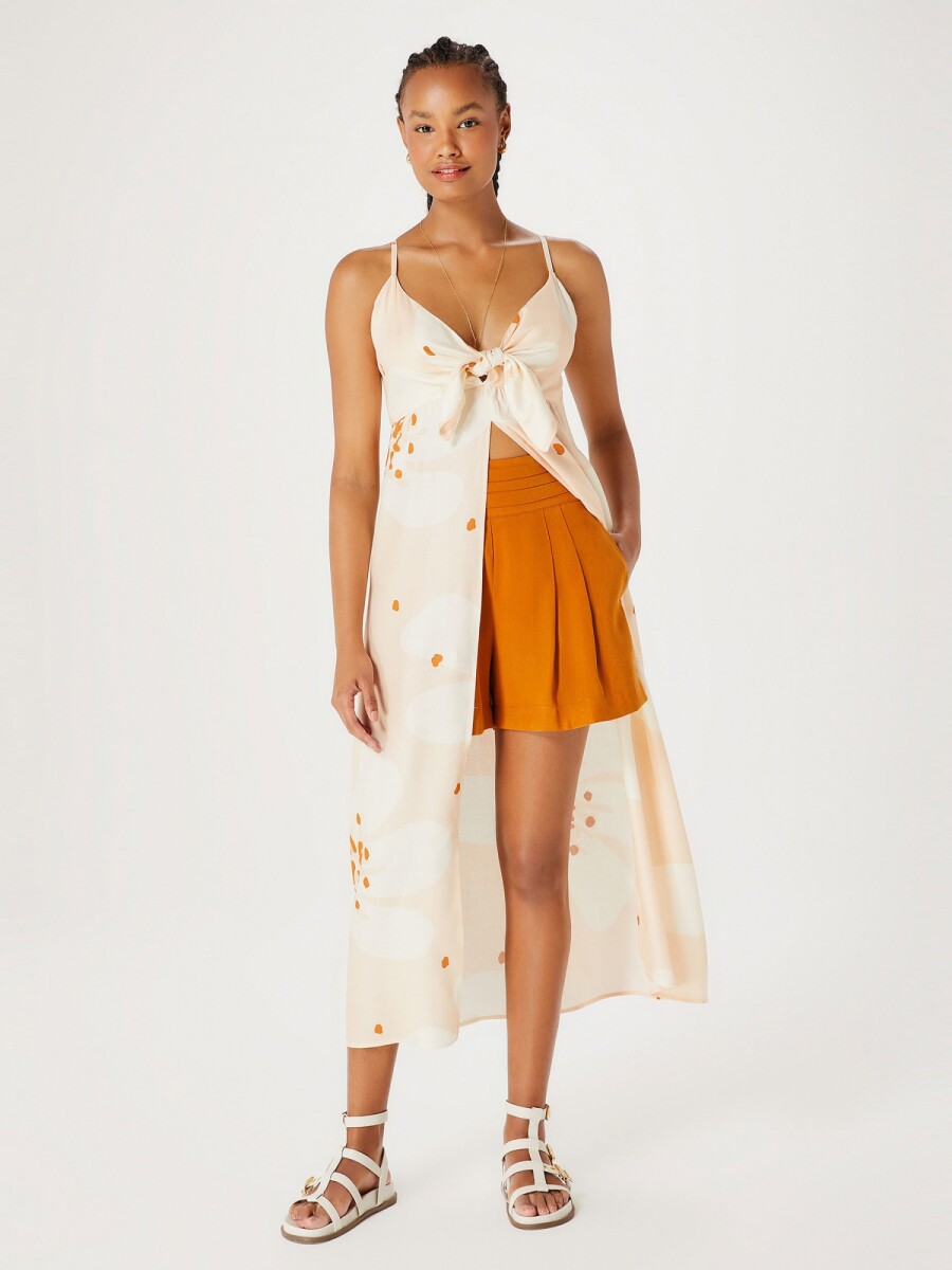 MUSCULOSA FEMENINA TIPO TÚNICA ESTAMPADA - NARANJA 