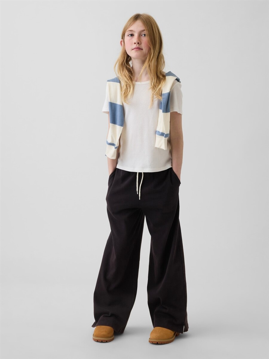 Pantalón Deportivo Wide Leg Niña - Washed Black 