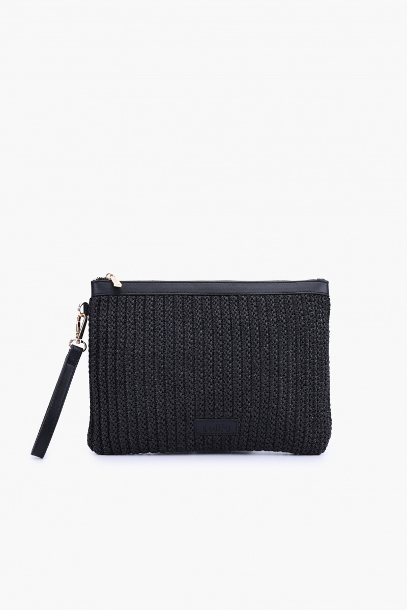 Clutch rafia negro