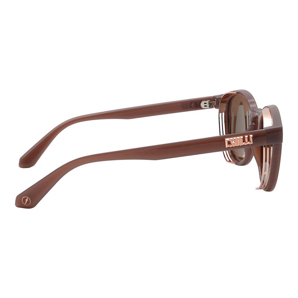 Lentes de sol De Policarbonato Redondo Flap Marrón/Beis