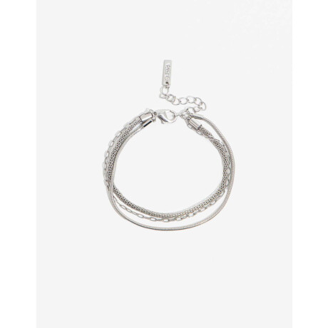 Pulsera Triple Cadena Plateado Rodio